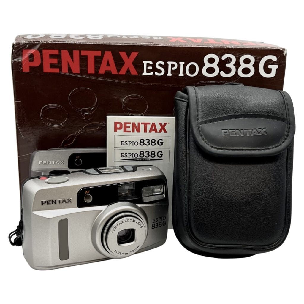 Appareil Photo Pentax Espio 838G - Compact Argenté - Avec Boîte Et Livret - Occasion Fonctionnel - Format 38 Mm