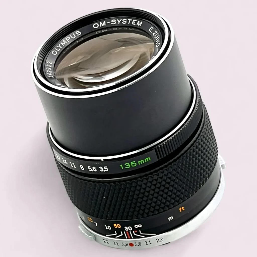 Olympus 135mm f/3.5 'Silver Nose' OM Mount Lens Angle - Analogue